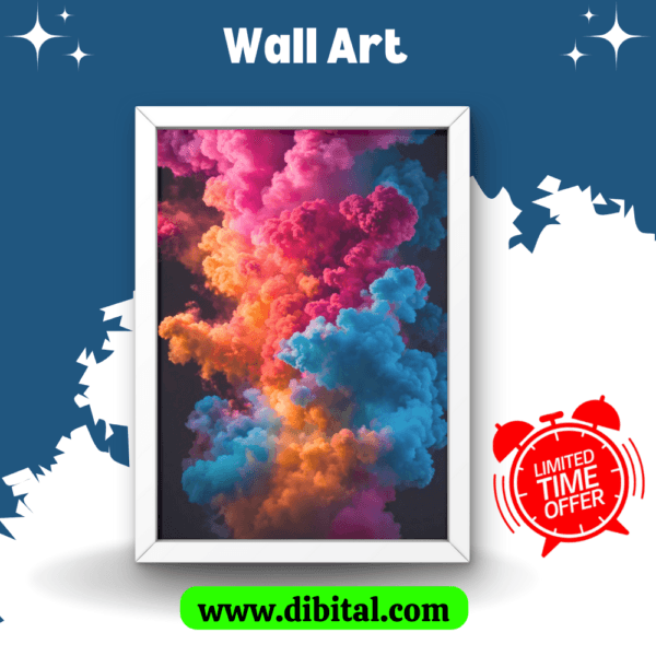 "Vibrant Smoke Clouds" Digital Wall Art