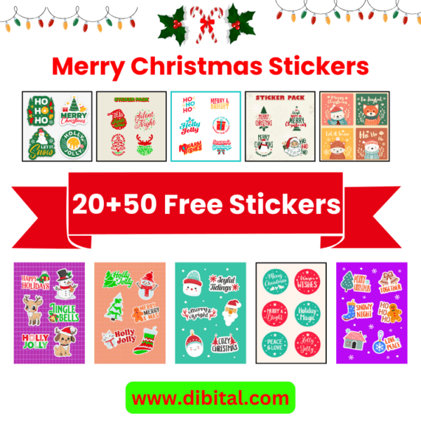 70+ Merry Christmas Stickers – Festive PNG Designs
