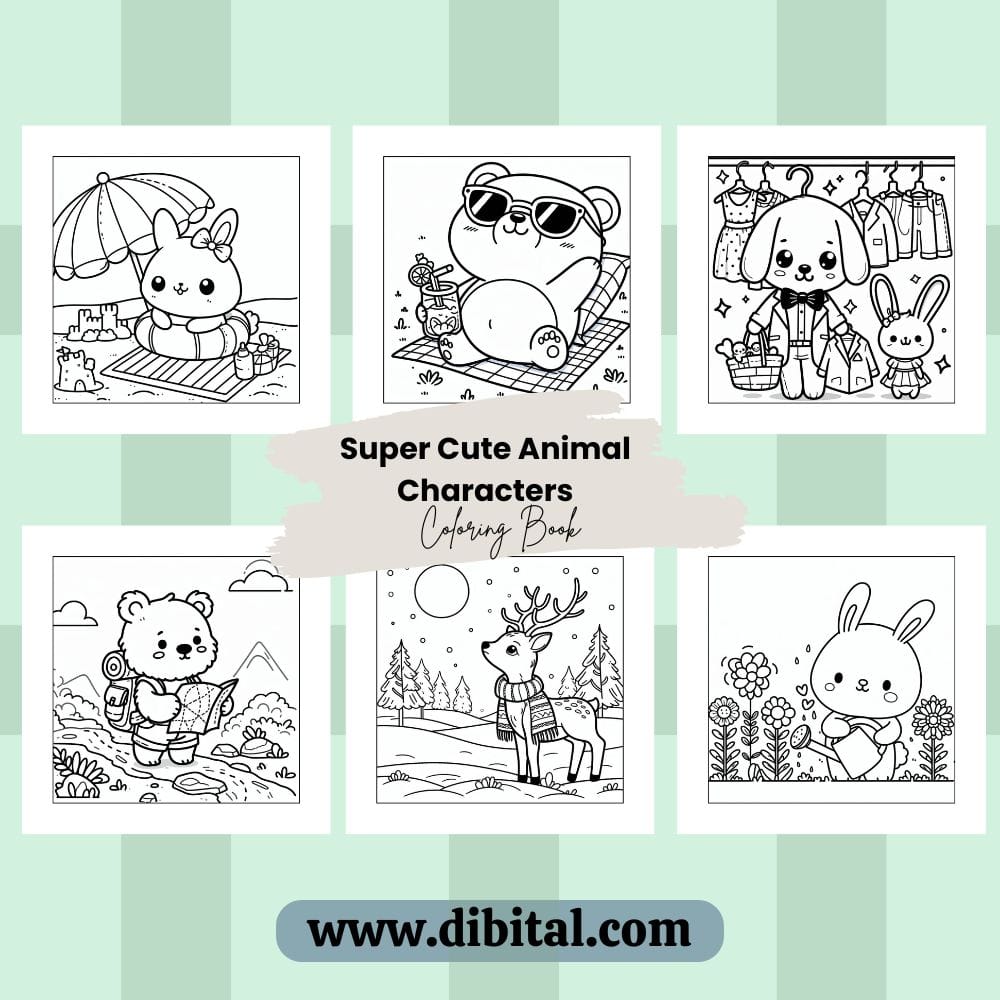 Super Cute Animal Characters Coloring Book