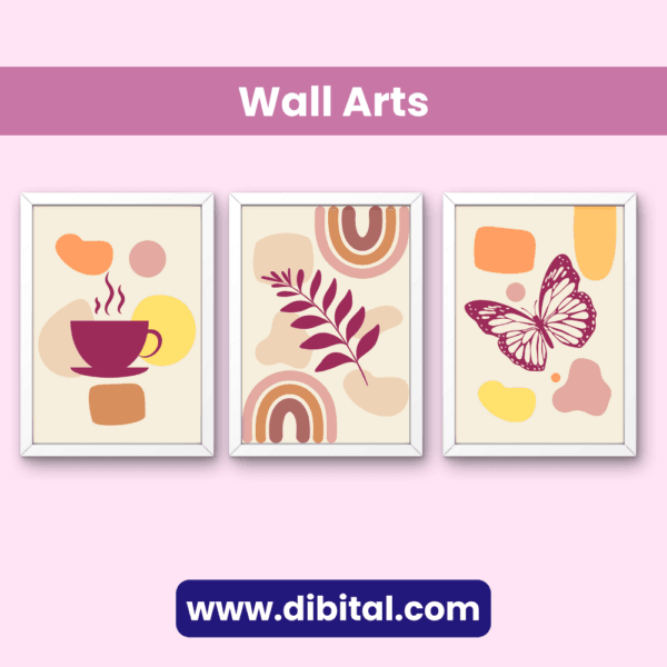 3 Modern Boho Wall Art Prints Mockup