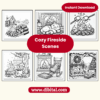 Cozy Fireside Scenes - 12 Relaxing Best Coloring Pages mock
