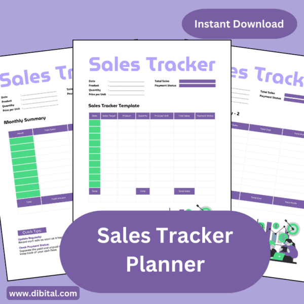 Sales Tracker Planner - Organize & Grow Your Sales Mock