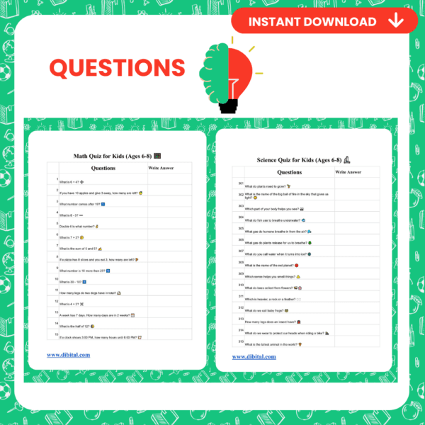 1200+ Learning Questions for Kids (Ages 6-8) – Fun & Educational PDF Mock 2