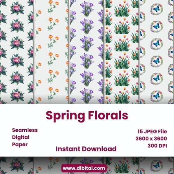 15 Seamless Spring Floral Patterns Mock