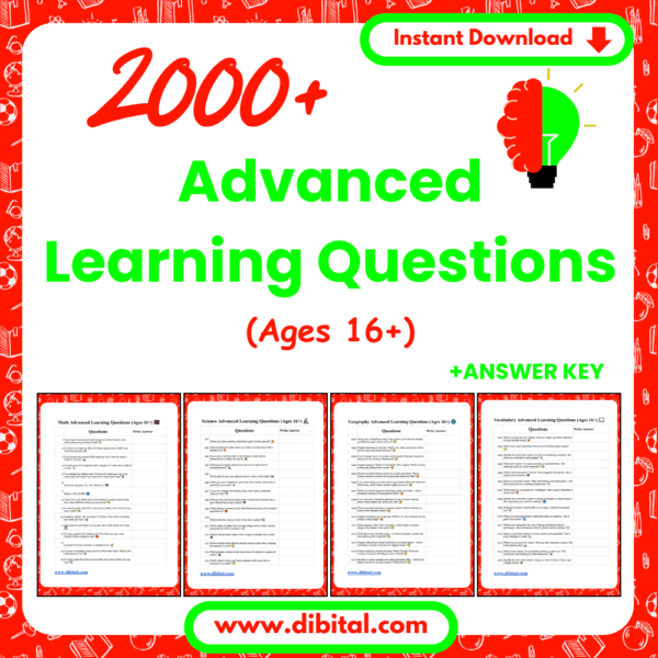 2000+ Advanced Learning Questions (Ages 16+) – Exam & Study Guide PDF Main mock