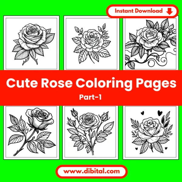 20 Cute Rose Coloring Pages – Printable Fun for All Ages (Part 1) Mock 1