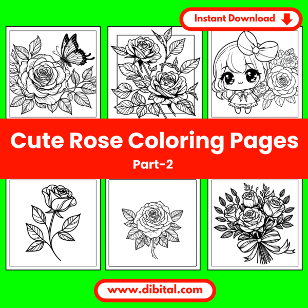 20 More Cute Rose Coloring Pages – Printable Floral Fun (Part 2) Mock 2