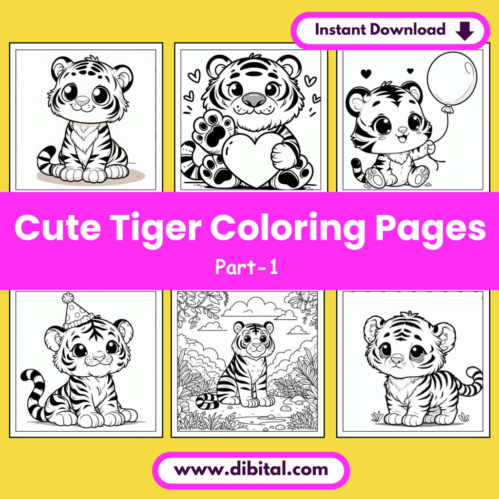 25 Cute Tiger Coloring Pages – Printable Fun for All Ages (Part 1) Mock 1