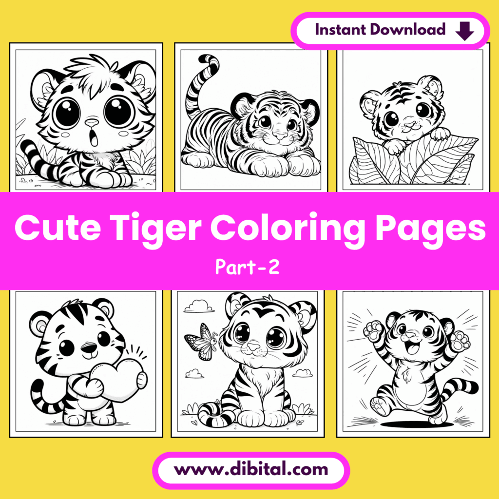 25 Cute Tiger Coloring Pages – Printable Fun for All Ages (Part 2) Mock 1