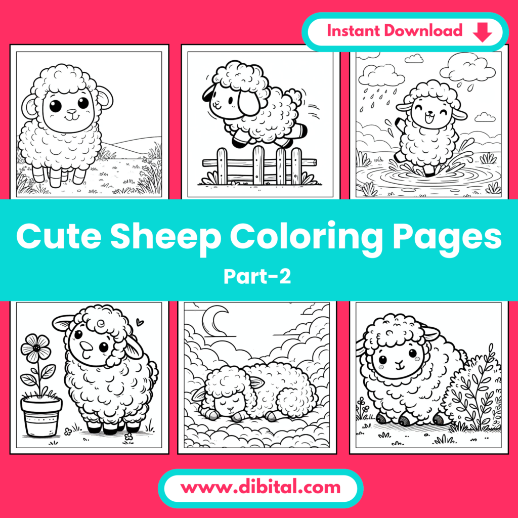 25 More Cute Sheep Coloring Pages – Printable Farm Animal Fun (Part 2) Mock 1