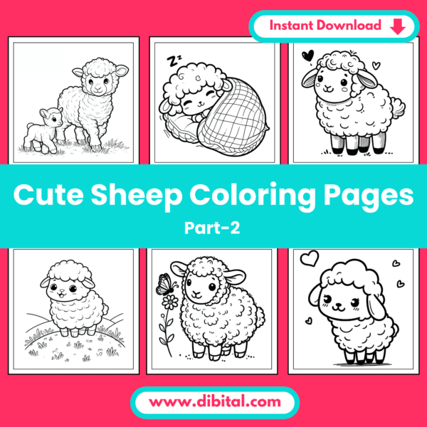 25 More Cute Sheep Coloring Pages – Printable Farm Animal Fun (Part 2) Mock 2