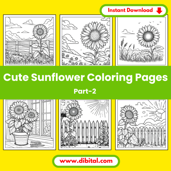 25 More Cute Sunflower Coloring Pages – Printable Floral Fun (Part 2) Mock 2