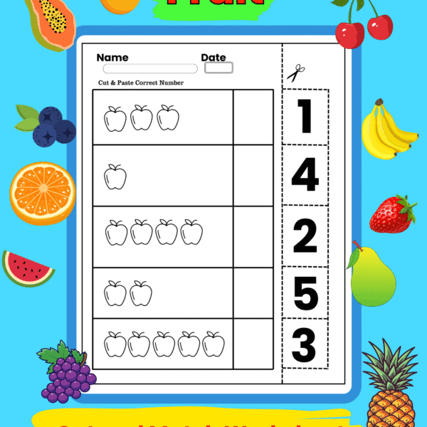 5-Page Fun Fruit Cut-and-Match Worksheet – Printable Kids Activity