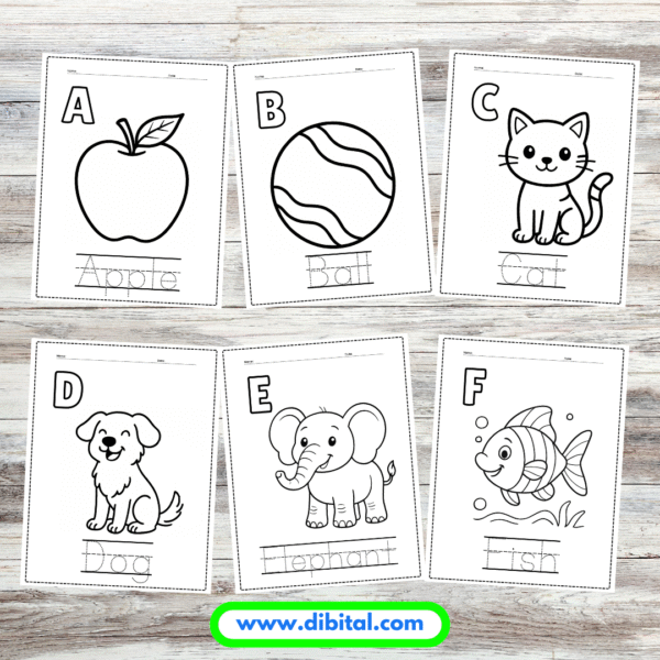 A to Z Alphabet Coloring Pages for Kids Mock 1