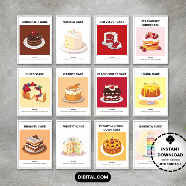 12 Cake Wall Art Prints – Top Printable Dessert Decor Main Mock