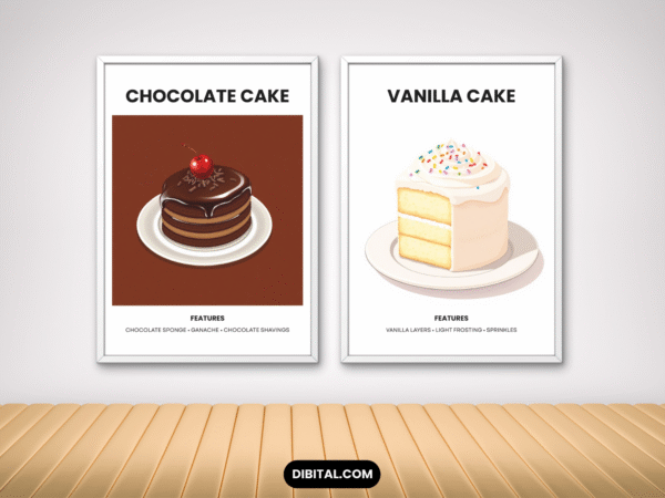 12 Cake Wall Art Prints – Top Printable Dessert Decor Mock 1