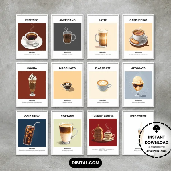 12 Coffee Wall Art Prints – Kitchen & Cafe Decor Arts Main Mock