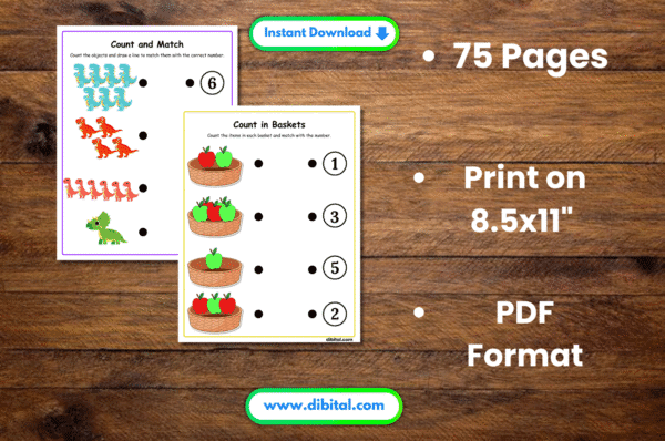 75 Pages of Beginning Math – Printable Early Learning Activities for Kids Primary mock 6