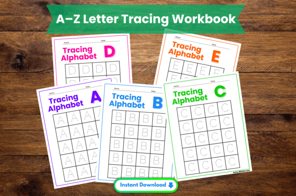 A to Z Letter Tracing Workbook – 26 Fun Printable Pages Main Mock
