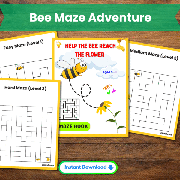 Bee Maze Adventure – Printable Maze Game for Kids Ages 5–8 Premium mock