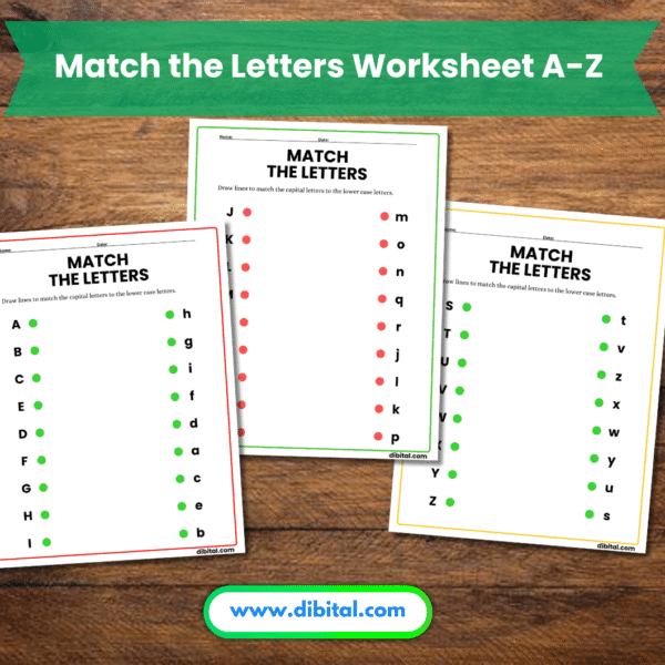 Match the Letters Worksheet A-Z Capital to Small 6 fun Printable Learning Pack Main Mock