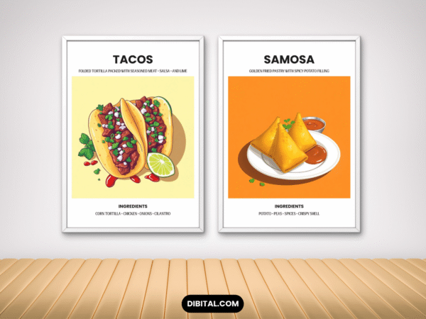 Street Foods of the World Wall Art – 12 Best Food Printable Mock 1