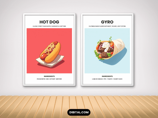 Street Foods of the World Wall Art – 12 Best Food Printable Mock 2
