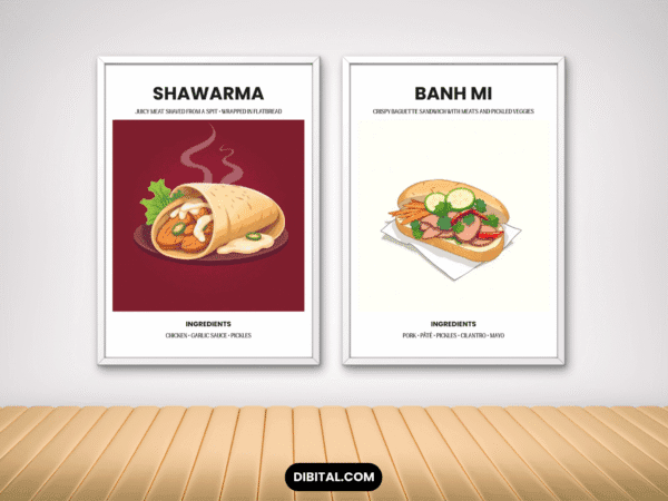 Street Foods of the World Wall Art – 12 Best Food Printable Mock 3