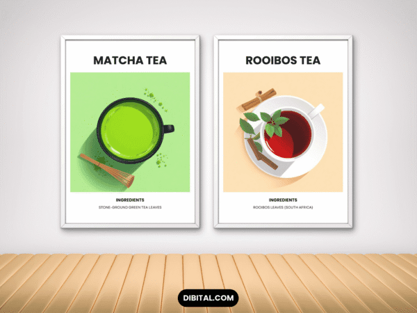 Tea Wall Art – 12 Printable Botanical Tea for Kitchen & Cafe Mock 1