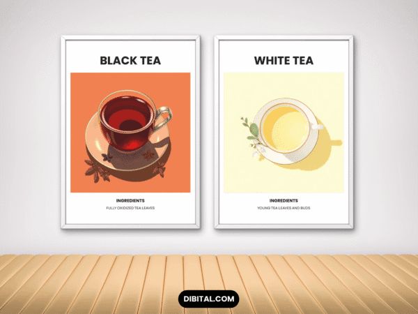 Tea Wall Art – 12 Printable Botanical Tea for Kitchen & Cafe Mock 3