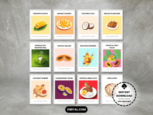 Tropical Food Wall Art Set – 12 Main Mock