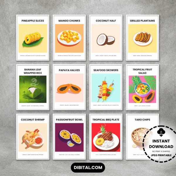 Tropical Food Wall Art Set – 12 Main Mock