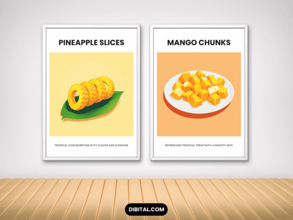 Tropical Food Wall Art Set – 12 Mock 1