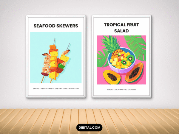 Tropical Food Wall Art Set – 12 Mock 3