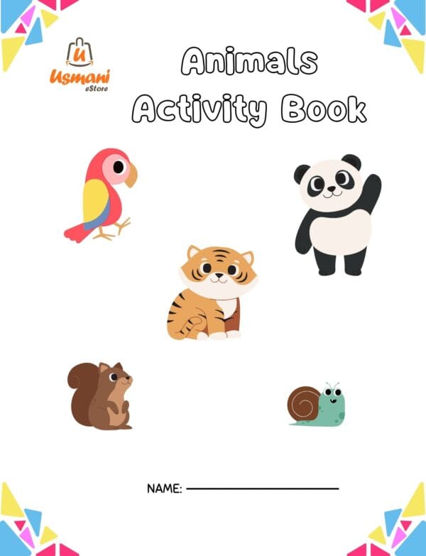 Animals Activity Book for Kids – Printable PDF Cover with Fun Worksheets