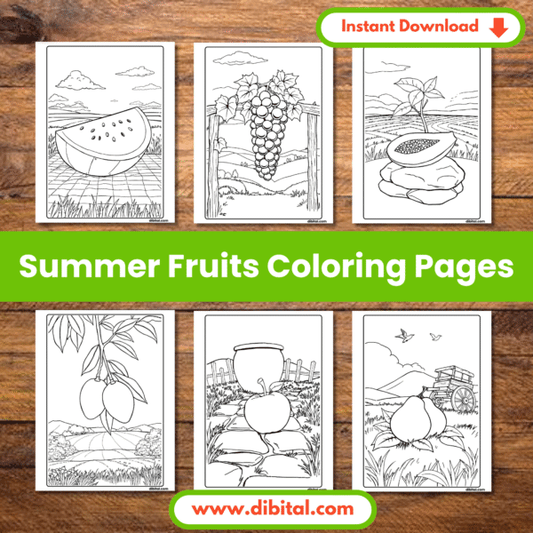 Summer Fruits Coloring Pages – 40 Printable Sheets of Juicy Fun Main Mock