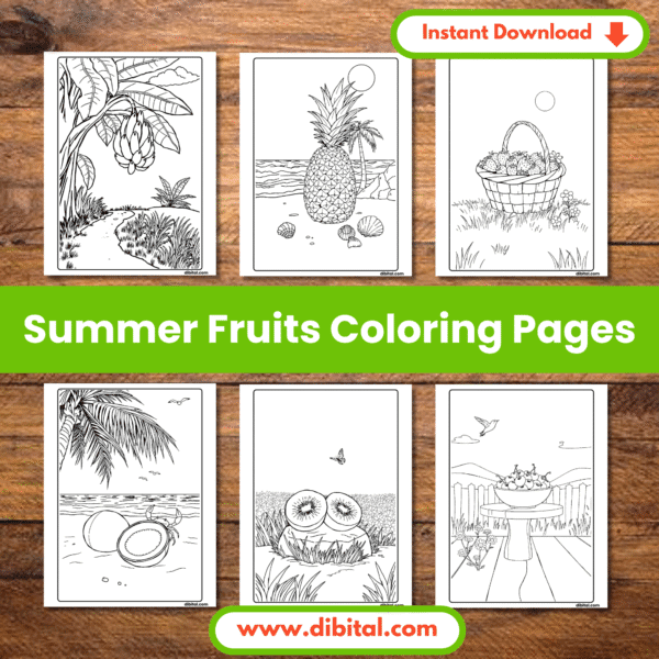 Summer Fruits Coloring Pages – 40 Printable Sheets of Juicy Fun Mock 2