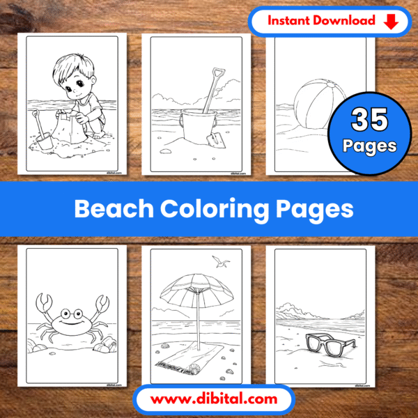 Beach Coloring Pages – 35 Printable Sheets mock 1