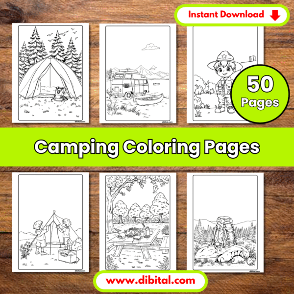 Camping Coloring Pages – 50 Printable Sheets Mock 1