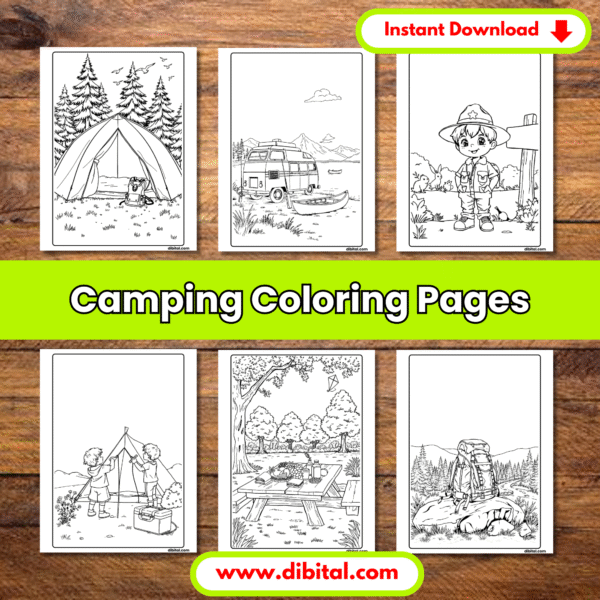 Camping Coloring Pages – 50 Printable Sheets for Outdoor Fun & Adventure main mock