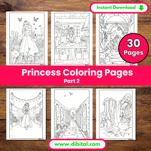Princess Coloring Pages – 30 More Printable Designs for Kids (Part 2) mock 2