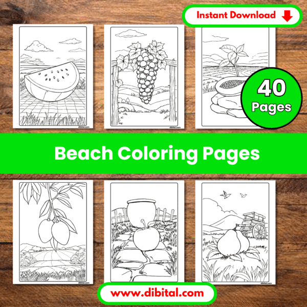Summer Fruits Coloring Pages – 40 Printable Sheets Mock 1