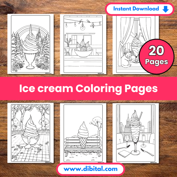 Summer Ice Cream Coloring Pages Main Mockup 1